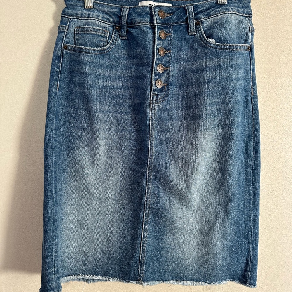 Denim Button-Front Skirt
